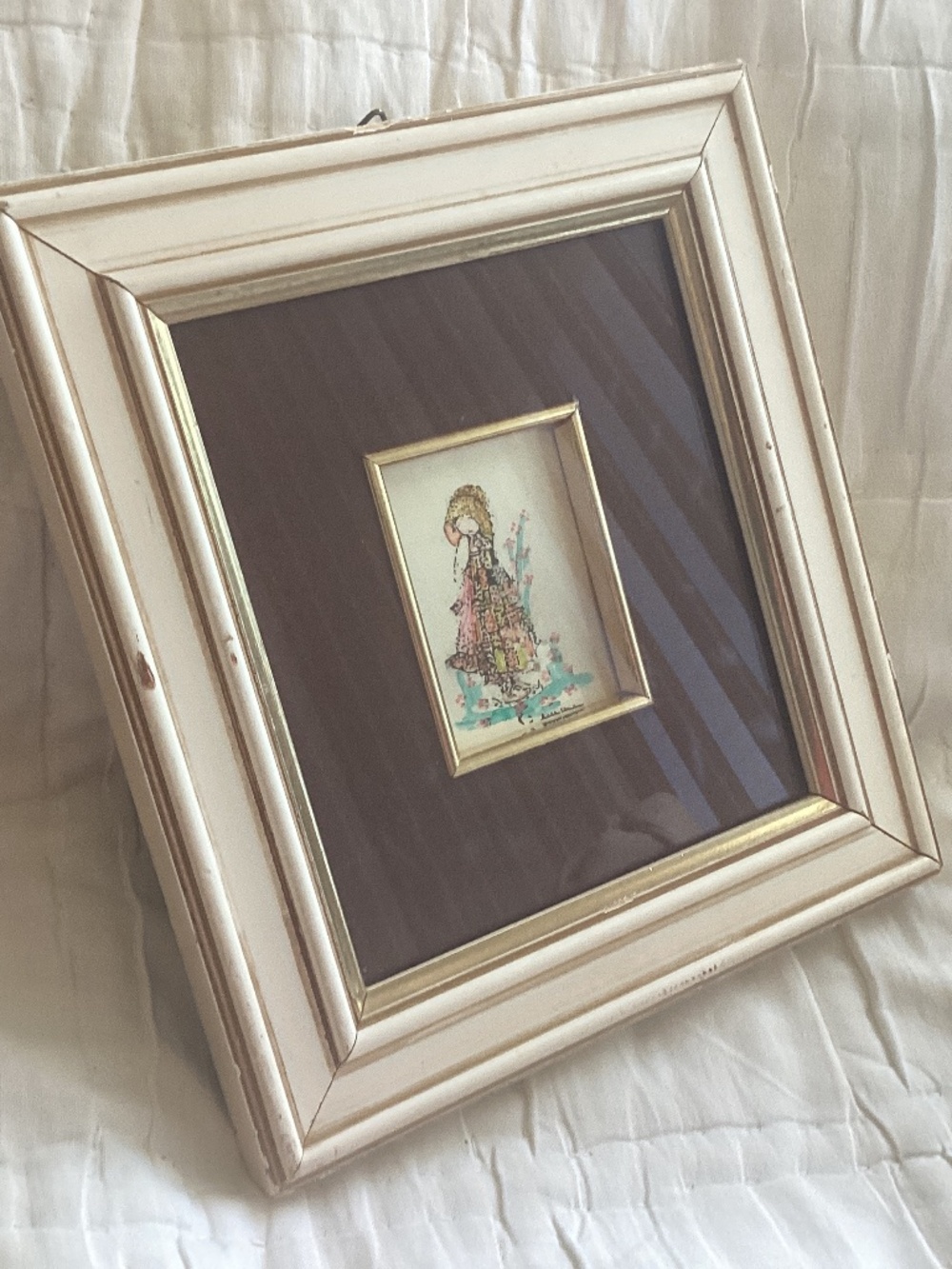 VINTAGE FRAMED ITALIAN MINIATURE ART DRAWING MADE ON 925 SILVER ‘CHROMOLITHO’